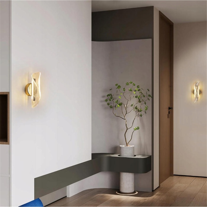 Сучасний золотий настінний LED-світильник (бра) з регулюванням температури світла 3000K/4000K/6000K для спальні