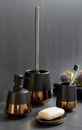 Дозатор для рідкого мила та лосьйону WENKO Brandol, кераміка, 450 мл, чорний, з підставкою