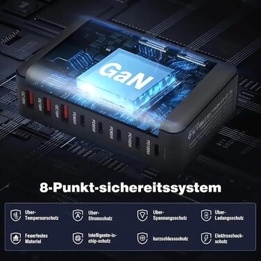 Зарядний пристрій USB-C 620W, 10 портів, швидка зарядка PD PPS 100W, для MacBook Pro/Air, iPad, iPhone 16/15/14/13/12 Pro Max, Samsung