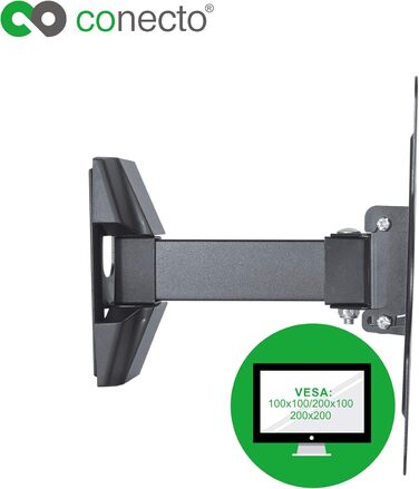 Настінне кріплення для телевізора 23-42 дюйми LCD LED OLED (VESA 100x100-200x200) поворотне, нахильне, висувне, чорне, до 25 кг
