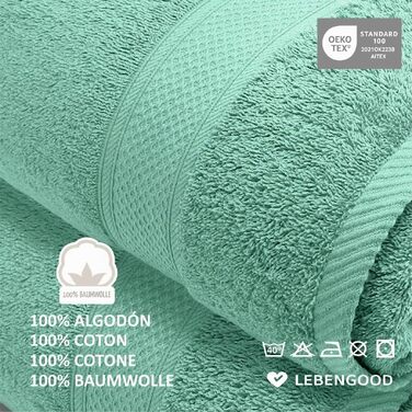 Набір махрових рушників LEBENGOOD 50x90 см, 100% бавовна, Oeko-TEX, колір Aqua (8 шт.)