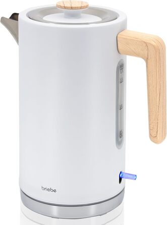 Тостер Briebe Nordic Set з широкими слотами та підставою для бургерів, 6 режимів підсмажування + Електричний чайник 1,7л, 2200W, BPA-free, Набір для сніданку, Скандинавський дизайн (Білий)