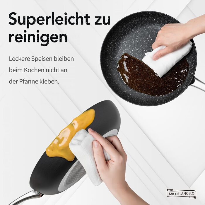 Набір каструль та сковорідок Michelangelo Kochtopf Set 10 шт. з кришкою, індукційне дно, чорний, з сито-кришкою та пароваркою