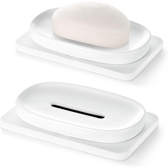 Підставка для мила Shinowa з подвійним шаром та знімним контейнером для води, білий мармур (порожнистий)