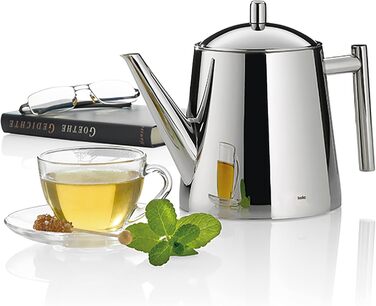 Kela Teapot with infuser, stainless steel teapot 1.7 l ANCONA, teapot for loose leaf tea and tea bags, tea maker, silver