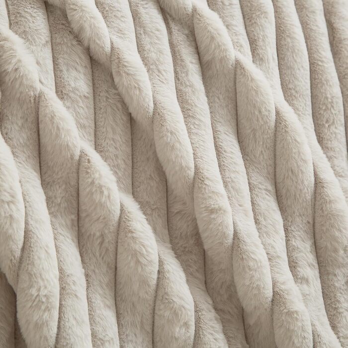 Плюшевий м'який плед Luofanfei 180x200, салатовий/бежевий, з ефектом 