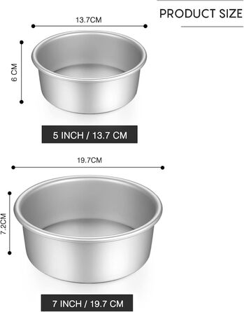 Cake Pan Set - Round Baking Pans made of Anodized Aluminum with Non-Stick Coating, Removable Bottom (2 Sizes: 5