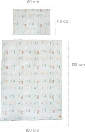 Комплект постільної білизни Roba 100 x 135 см - для дівчаток та хлопчиків - ковдра та наволочка з бавовни для малюків та дітей - зірковий принт - білий (Woodland Buddies, односпальний)