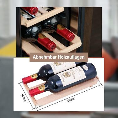 Kalamera 28-Bottle Wine Refrigerator with Touch Control, Stainless Steel Door, 5-18°C Cooling Zone, Removable Wooden Shelves