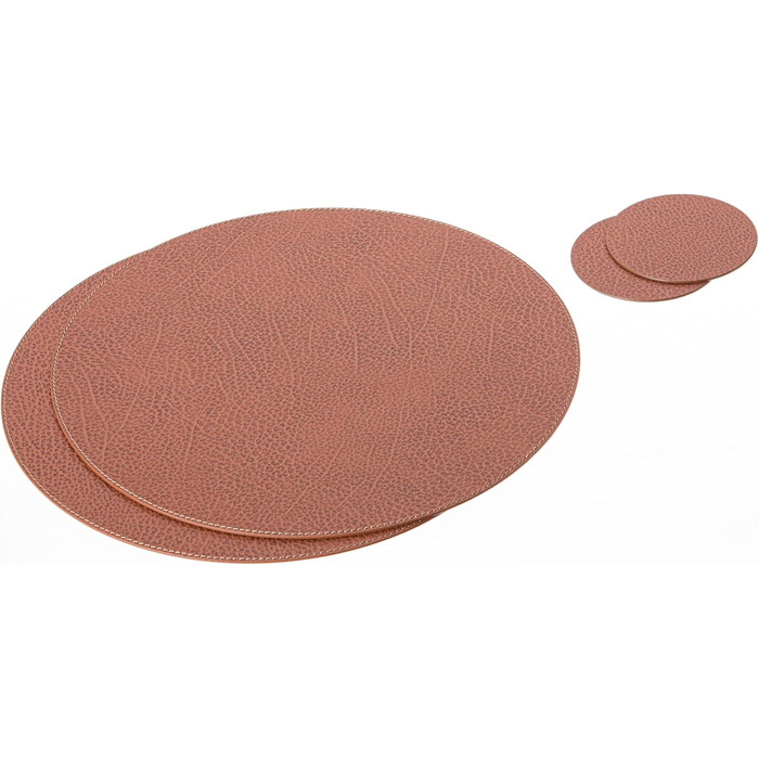 Nikalaz Placemats and Coasters made of Recycled Leather, Table Sets, 2 Piece Table Mats, Placemats 33 cm (Crocodile Embossing) (Dirty Brown)