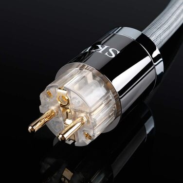 Сетевий кабель SKW Audiophile High End Schuko-вилка — гніздо для сабвуфера, підсилювача та AV-ресивера, 1м, сірий