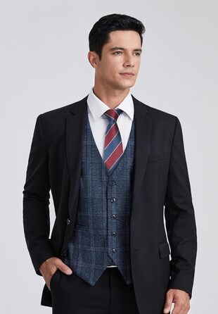 Жилет чоловічий HISDERN у клітинку, блакитний, для весілля та ділових зустрічей, бавовна