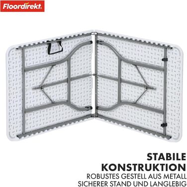 Складаний садовий стіл-буфет Floordirekt Akita 183x76 см з ручкою для перенесення - для тераси, балкона, кемпінгу