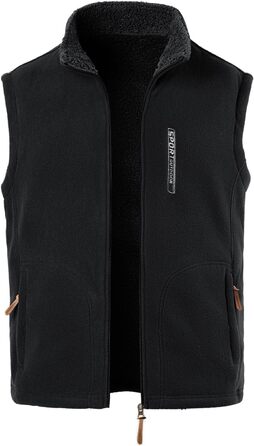 Чоловіча флісова жилетка з коміром-стійкою, Outdoor, Casual, тепла зимова жилетка для чоловіків, без рукавів, флісова куртка, легка, тепла жилетка з кишенями на блискавці, з плюшевою підкладкою, чорна, розмір L