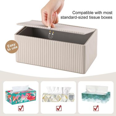 KINGFOM Скляниця для серветок прямокутна, з PU шкіри, бежева - для вітальні, ванної кімнати та офісу