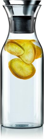 EVA SOLO | Refrigerator Carafe 1.0L | For Hot and Cold Beverages | Dishwasher-Safe Borosilicate Glass | Stainless Steel and Silicone Spout | Fits Most Refrigerator Doors