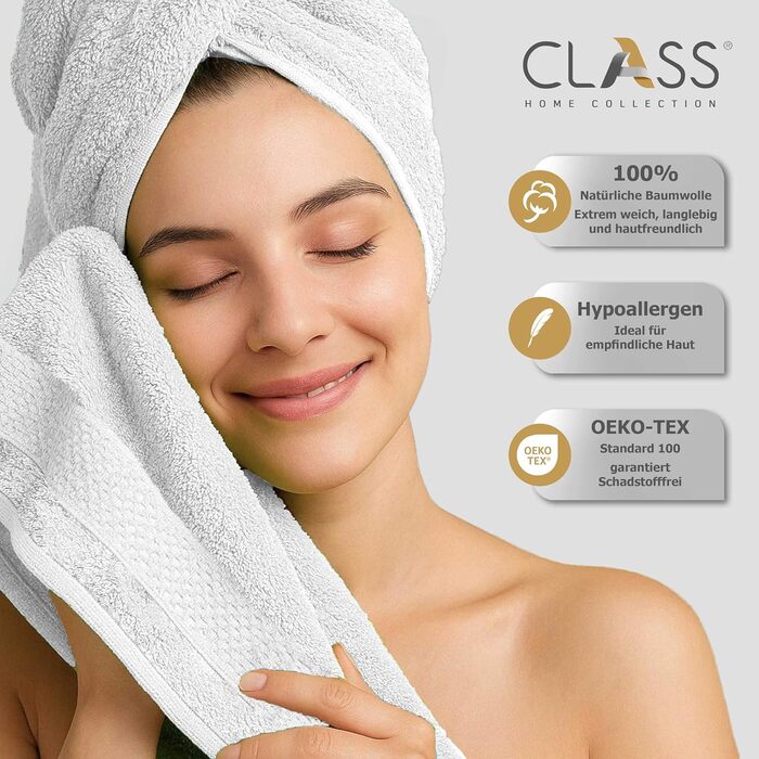 Набір м'яких махрових рушників Class Home Collection Ftee з 100% бавовни, білі, 30x50 см, 10 шт