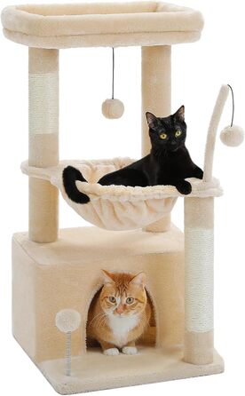PAWZ Road Котячий комплекс з дряпалкою та гамаком для кішок, котячий турнік, зелений 83 см (бежевий)