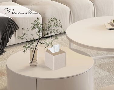 Стильна коробка для серветок кубічної форми, PU-шкіра, для ванної, спальні, кухні, офісу (Бежевий)