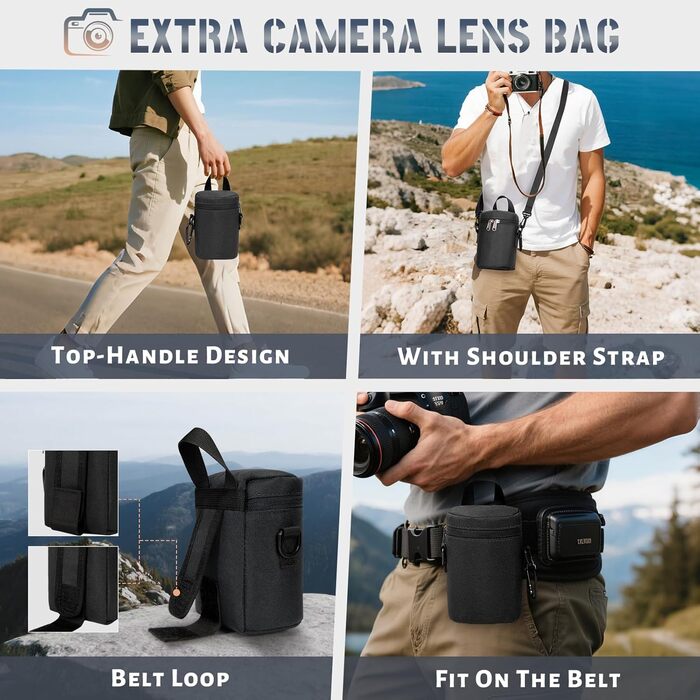 Рюкзак для фотокамери RAINSMORE: водонепроникний, з захистом від дощу, для DSLR/SLR, з відділенням для ноутбука, чорний