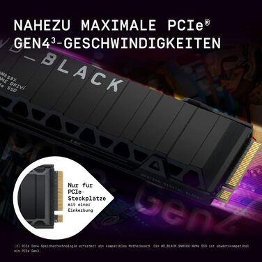SSD накопичувач WD_BLACK SN850X 8TB PCIe Gen4 з радіатором - ігровий SSD, 7300 МБ/с читання, 6300 МБ/с запис