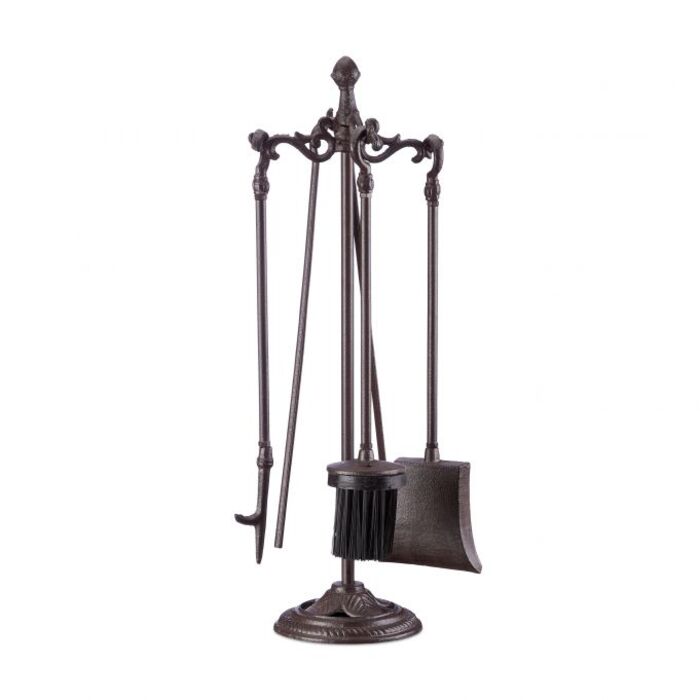 Relaxdays Fireplace Set, 5-Piece, Cast Iron