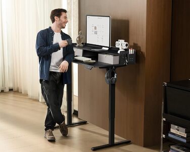 Electric Standing Desk with Drawers - 120x60cm Adjustable Height Desk for Home Office & DIY Pegboard