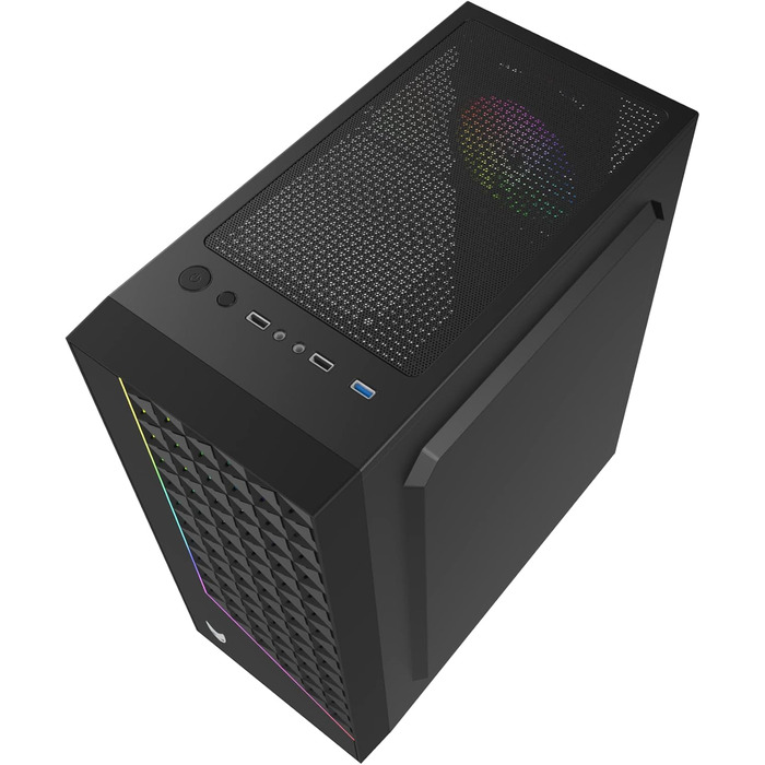 Oversteel Iridium: Ігровий корпус ПК з Mesh-панеллю, A-RGB вентилятором, USB 3.0, підтримка ATX/Micro ATX/ITX, чорний