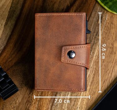 Тонкий гаманець Slimfin® з відділом для монет - картхолдер/гаманець для чоловіків - RFID захист (Lightbrown, Maxi)