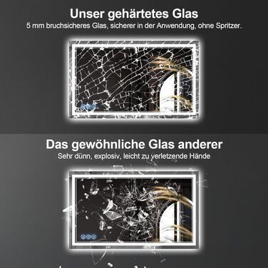 Дзеркало для ванної кімнати з підсвічуванням 100x60 см Faw Halo Double, HD скло, сенсорні кнопки, IP65, 3 кольори, вертикальна/горизонтальна орієнтація, функція пам'яті