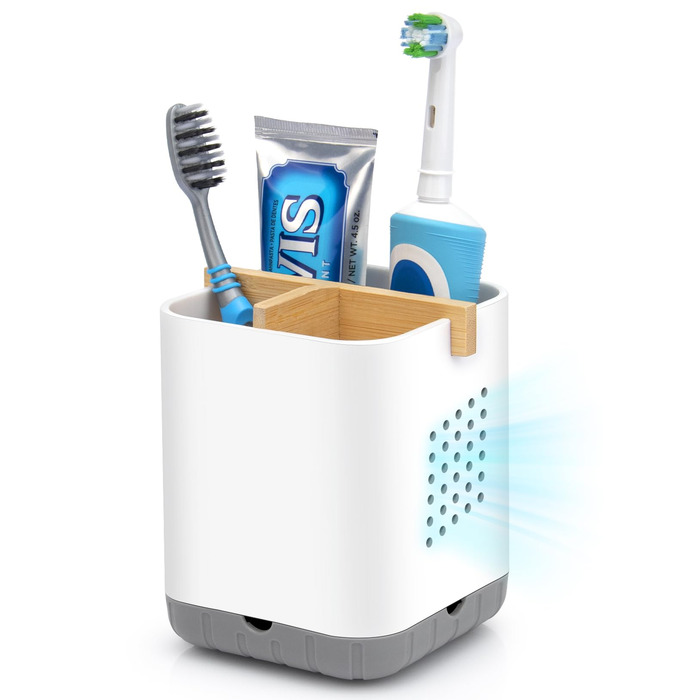 Тримач для електричної зубної щітки з підставкою для насадок та зливом - органайзер для ванної кімнати