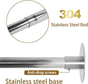 Регульована штанга для душу L-подібної форми без свердління, штанга для душу з нержавіючої сталі 304, розширювана кутова штанга для душу, для (Розмір:Колір) (C 90-130см x 90-130см, Срібло)