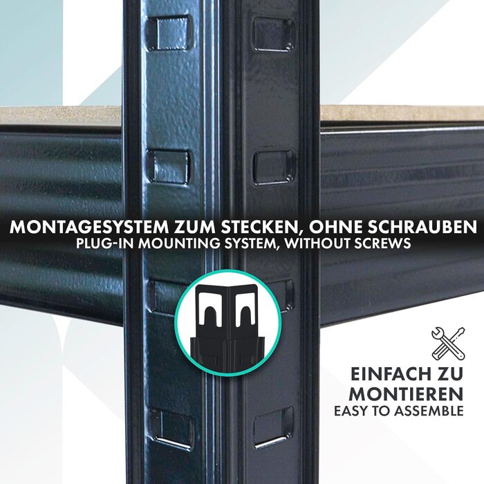 OfficeMarshal Heavy-Duty Shelving Unit - Black (150 x 75 x 30 cm)