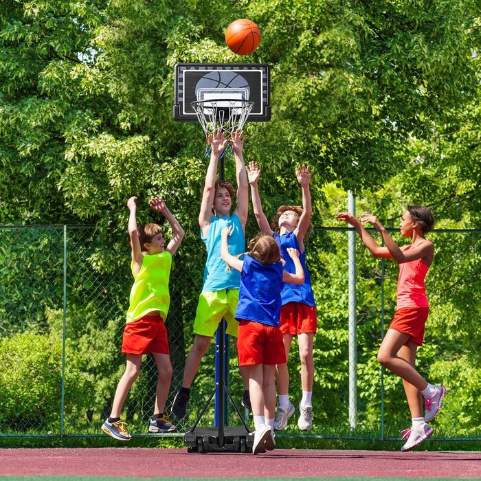 Yaheetech Adjustable Height Basketball Stand with Wheels - Portable Basketball System with Fillable Base - Indoor/Outdoor Basketball Hoop (249cm)
