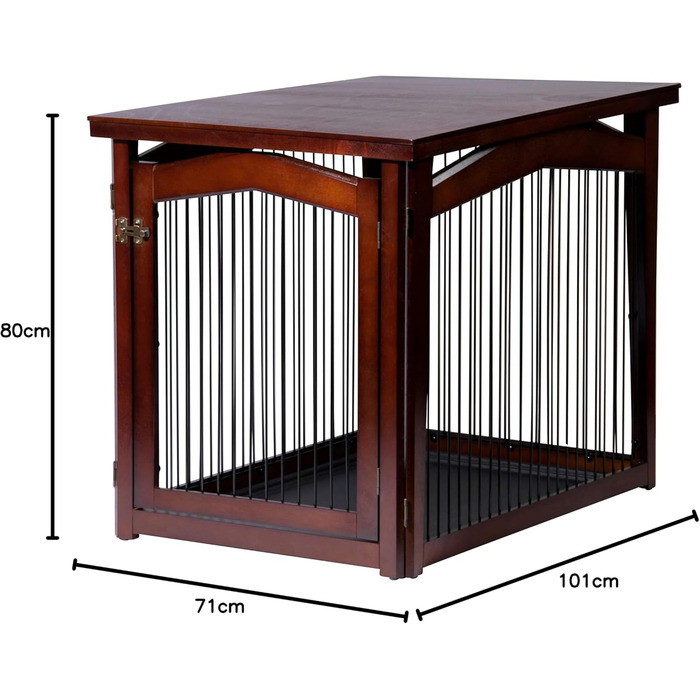 Дерев'яний вольєр для собак Dobar® розмір M з функцією столу - вольєр-будка для собак, 83 x 55 x 59 см, білий (коричневий, L 101 x B 71 x H 80 см)