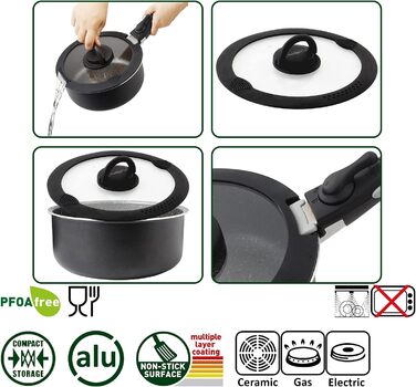 Набір посуду для кемпінгу BRUNNER з алюмінію (каструлі та сковорідки) - діаметр 20, 22, 24, 26 см, Pirate Vakublock, на 4 особи, з покриттям, легкий, високоякісний, компактний, 4+1 предмет