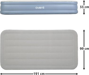 Надувний матрац Avenli для 1 особи, самонадувний, 191x99x33 см, з вбудованим насосом, для кемпінгу та дому