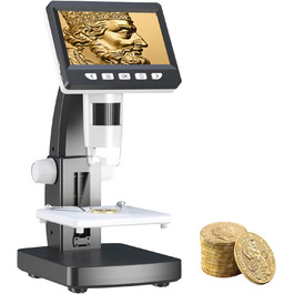 Цифровий мікроскоп AOPICK з LCD екраном, роздільна здатність 50X-500X, 4.3-дюймовий 1080P USB мікроскоп з 8 регульованими LED-лампами, для ПК, дорослих/дітей, сумісний з MacOS Windows (темно-сірий)