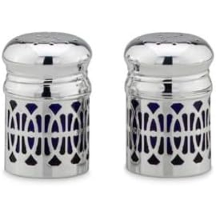 Brillibrum Design Salt and Pepper Shakers Silver Metal Spice Shakers Fine Salt Shaker Silver Shakers 2-Piece Set (Variant 2: 6 x 4 cm (H x Ø))