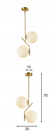 Підвісна люстра-світильник зі скляною кулею, золотиста, LED E27
