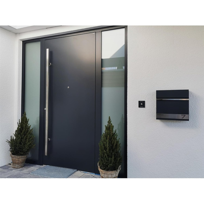 Поштова скринька Metzler Premium з газетницею Anthrazit (Антрацит) - персоналізована з табличкою для імені - високоякісна настінна поштова скринька з нержавіючої сталі V2A з порошковим покриттям RAL 7016, модель Stencil