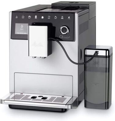 Melitta CI Touch F630-101 Fully Automatic Coffee Machine with Milk Container | Whisper-Quiet Grinder | One Touch Function | 10 Coffee Variations | TFT Color Display | Silver Silver Standard