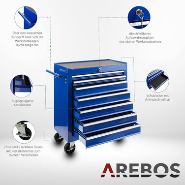 Arebos 7-Drawer Tool Wagon