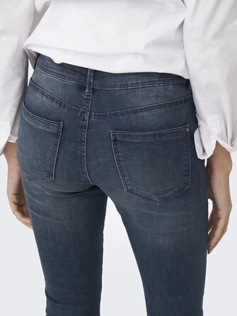 Джинси скінні жіночі ONLY ONLBLUSH, середньої посадки, укорочені, блакитно-чорний денім (XS/30L)