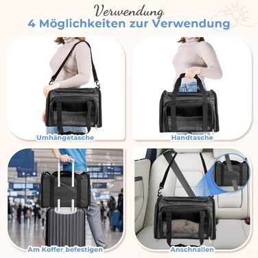 Транспортна сумка для кота/собаки, переноска для тварин, складана переноска, портативна, до 5 кг, для середніх собак та котів (M, L 43 x 28 x 28 см, темно-сірий)