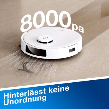 Робот-пилосос ECOVACS DEEBOT N20 Plus з функцією миття, 8000Pa, PureCyclone Station, без мішка, захист від заплутування волосся, до 300 хв роботи, білий