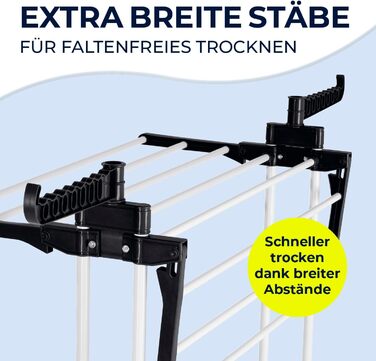 Складаний сушильний стійка EASYmaxx з 3 рівнями, чорний/білий | Компактна, мобільна сушарка для одягу в приміщенні та на вулиці