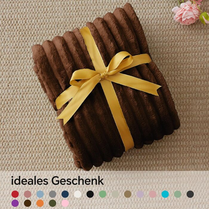 BEDELITE Плед з флісу, теплий плед, м'який фланелевий плед чорного кольору 125x150 для дивану, декору, смугастий, плед з флісу як накидка на диван для вітальні, Throw Blanket широкого використання (03 - Темно-коричневий, 150 x 200 см)