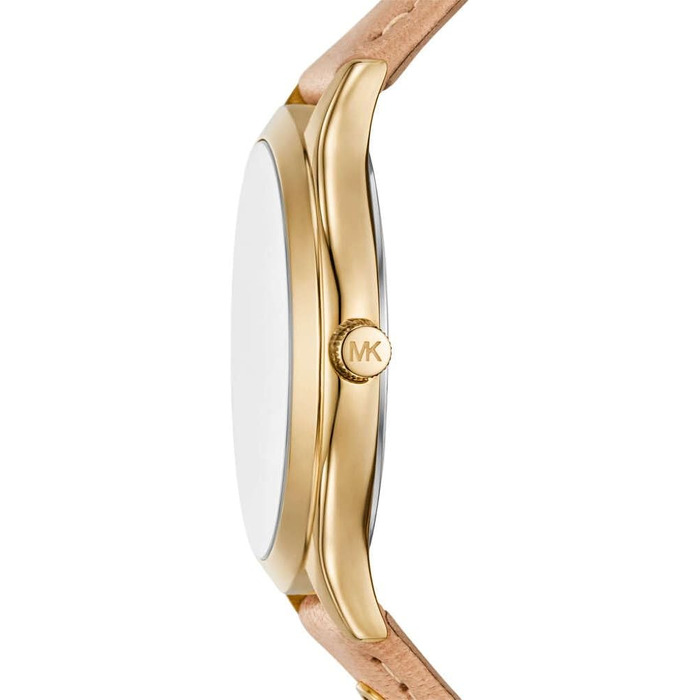 Жіночий годинник Michael Kors Slim Runway кварцовий, 38 мм, з бежевим шкіряним ремінцем