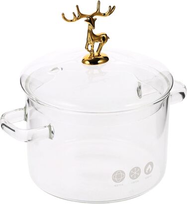 MAGICLULU 1 Piece Glass Pot with Lid Borosilicate Glass Cookware Transparent Cooking Pot for Pasta Salad